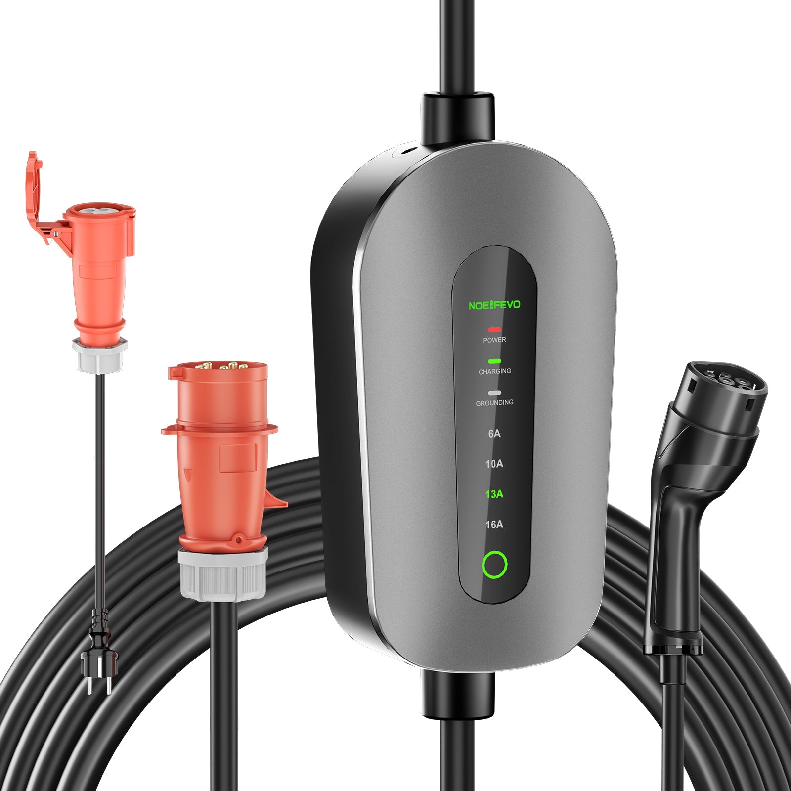 NOEIFEVO F095-3 Typ 2 till CEE16A EV laddkabel för elfordon, 11KW wallbox 6A till 16A justerbar ström, 3m/5m/10m
​