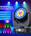 19 x 15W Beam Moving Head Party Licht, 4 in 1 RGBW LED Beleuchtung, Zoom Wash Lichter, DMX-Bühneneffektbeleuchtung für Disco, Party, Konzert und Theater