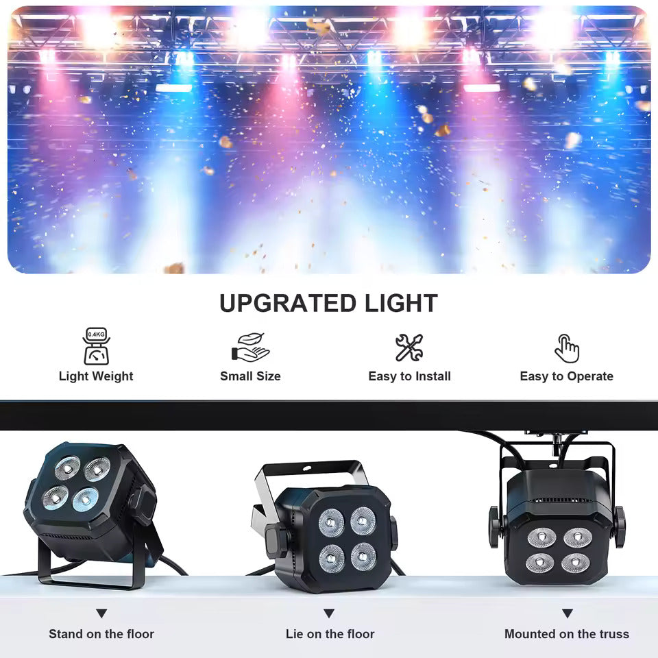 Party-Licht, 4x8W RGB LED Bühnenleuchte mit Fernbedienung/DMX-Steuerung, DJ-Licht geeignet für Hochzeiten, Partys, Clubs und Disco-Veranstaltungen