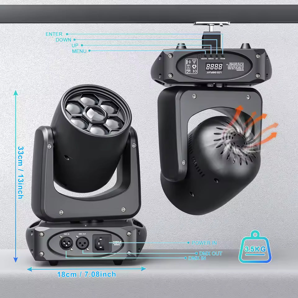 150W Bee Eye Moving Head Partylichter, RGBW Gobo Bühnenleuchten mit DMX512-Steuerung, DJ-Lichter für Weihnachten, Disco, Party, Club und Bar-Show