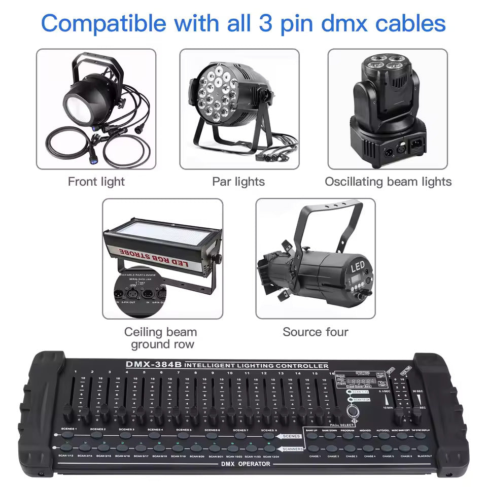 384kanálový DMX512 světelný pult – profesionální řídicí konzole pro živé koncerty, KTV, DJ show a kluby