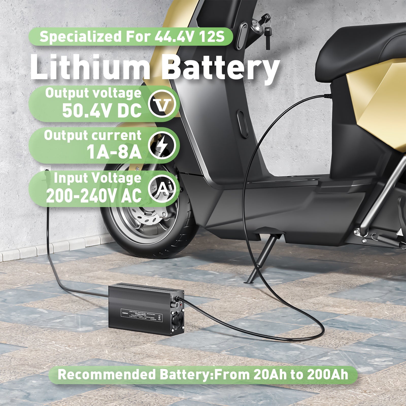 NOEIFEVO 50,4V 20A Caricabatterie al Litio per Batterie Li-Ion Li-Po 44,4V 12S, con Display LCD, Corrente Regolabile, Caricabatterie per E-Bike, Scooter, Moto Elettrica