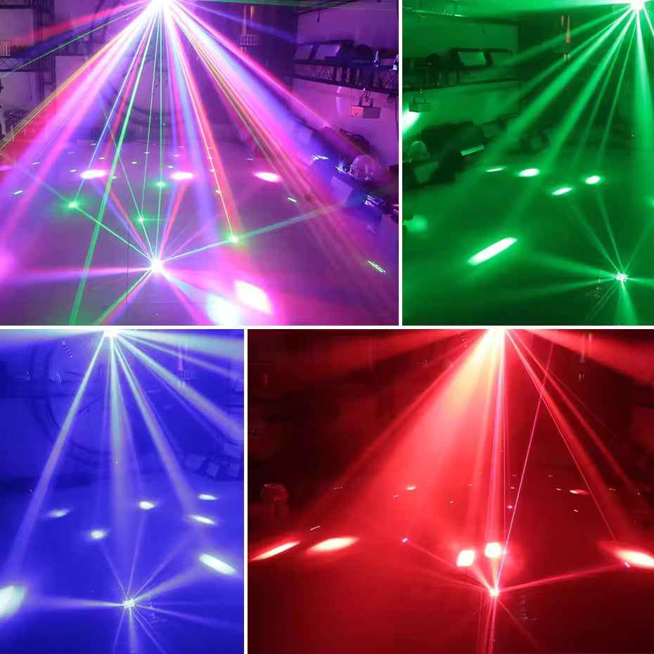 3-in-1 DMX RGBW Party-Licht, LED Laser Stroboskop Disco DJ Beam Spot Bühnenbeleuchtung, Tanzclub Hochzeit Schmetterlingslicht