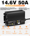מטען סוללות Noeifevo 14.6V 50A מהיר ליתיום LiFePO4 לסוללת 12V(12.8V) LiFePO4, הפעלה של 0V BMS, כיבוי אוטומטי עם הגנה מלאה