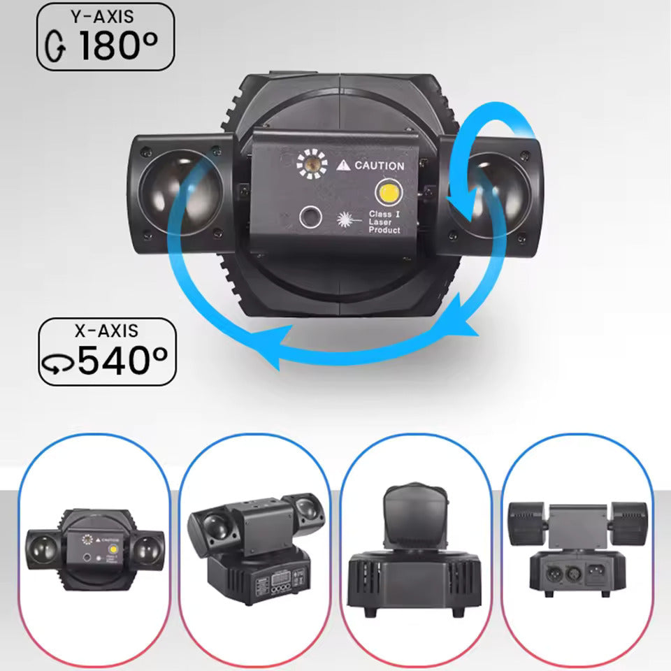 36W Disco-Licht 2-Arm LED Moving Head RGBW Partylicht mit Bienenauge, DMX512 Beam Bühnenbeleuchtung für Nachtclub, Bar, KTV