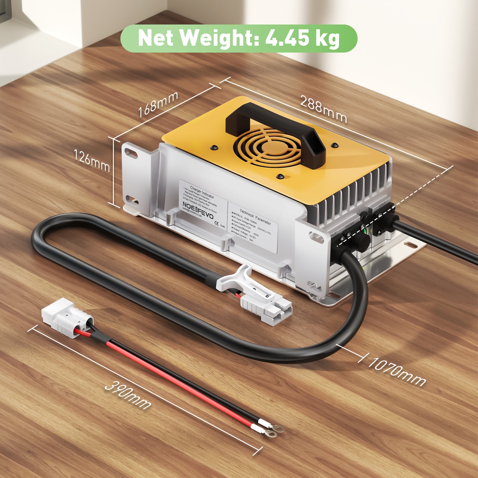 NOEIFEVO 54,75V 30A LiFePO4 Ładowarka  do akumulatora 48V 15S LiFePO4, wodoodporna
​