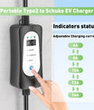 Bærbar 3,6KW 16A EV-oplader, 5/10 meter Mobil Type2/Type1 til Schuko EV-ladekabel