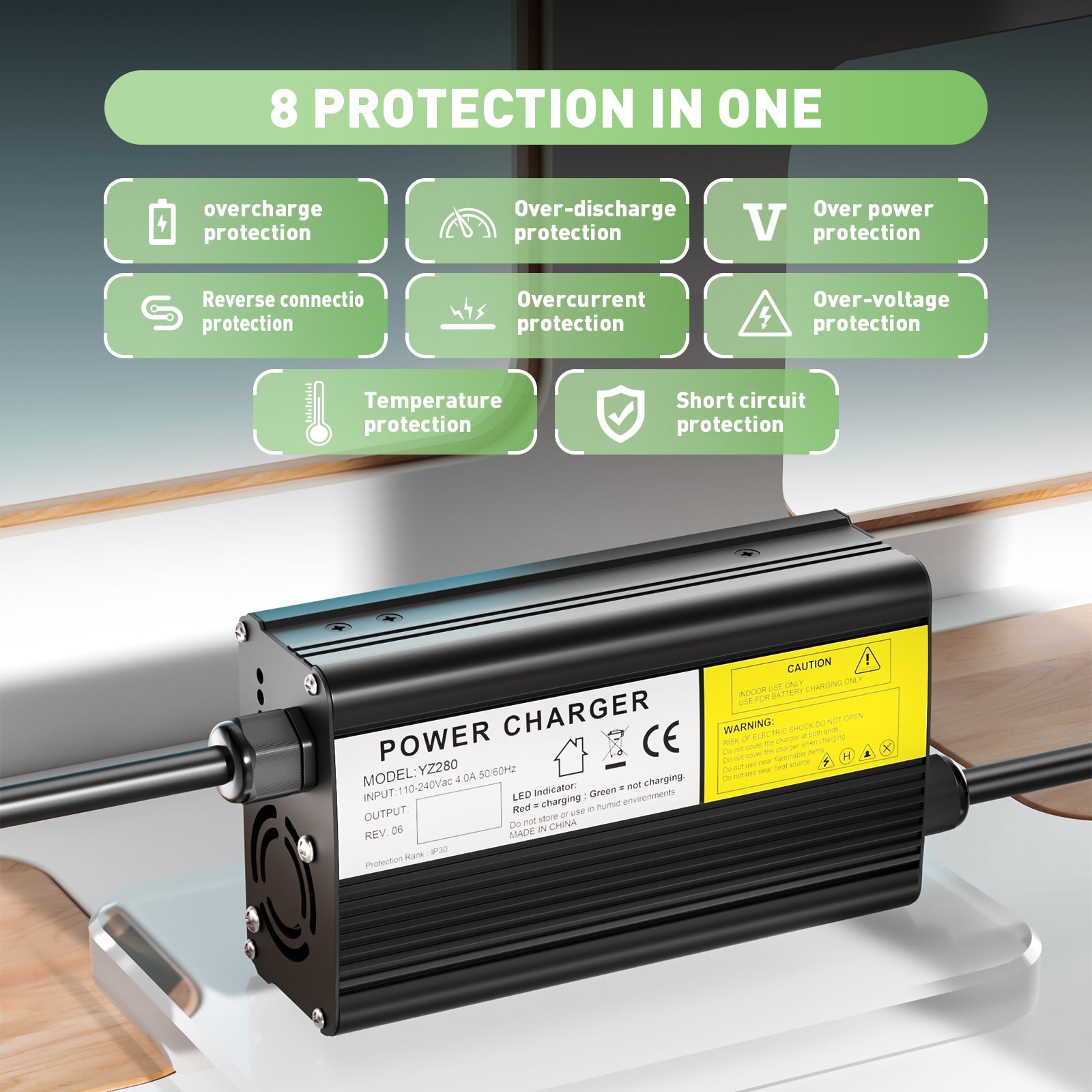 Caricabatterie per batteria al piombo-acido NOEIFEVO 82.8V-88.2V 2.5A per batteria al piombo-acido da 72V, caricabatterie per E-Bike, scooter, dispositivi elettrici e motociclette.