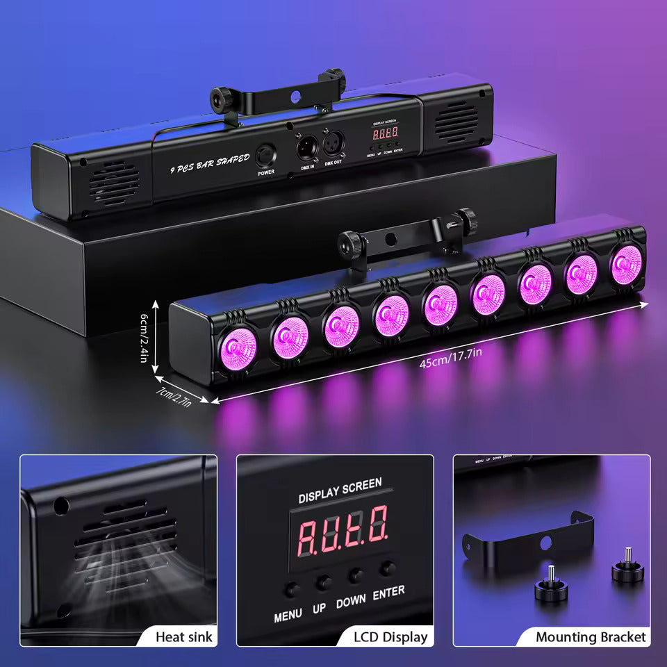 60W Wandfluter, 9 LEDs mit 4-in-1 RGBW-Licht, Bühnenbeleuchtungseffekte, DJ-Partyleuchte, Projektorleuchte, geeignet für Diskotheken und Theater.