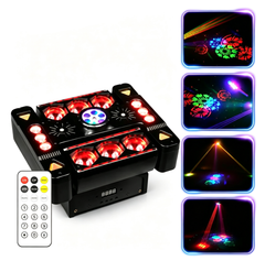 80W 6Arm RGB Partylicht 360° Moving Head DJ Bühnenstrahler DMX512 & Musiksteuerung Disco Licht für Club Party Konzert Bar Weihnachten