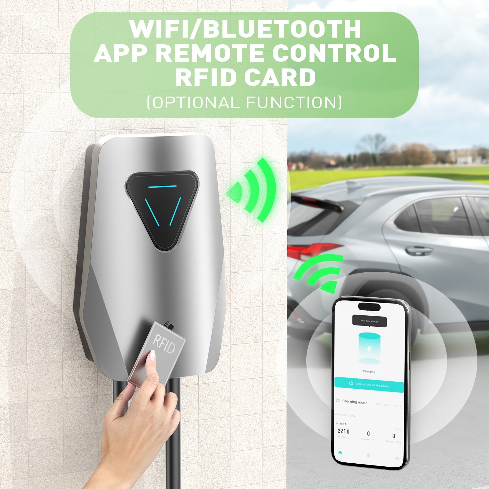 Noeifevo Q5 7KW 11KW 22KW EV Wallbox Charging Station Type 2 5M DC6mA RCD Protection