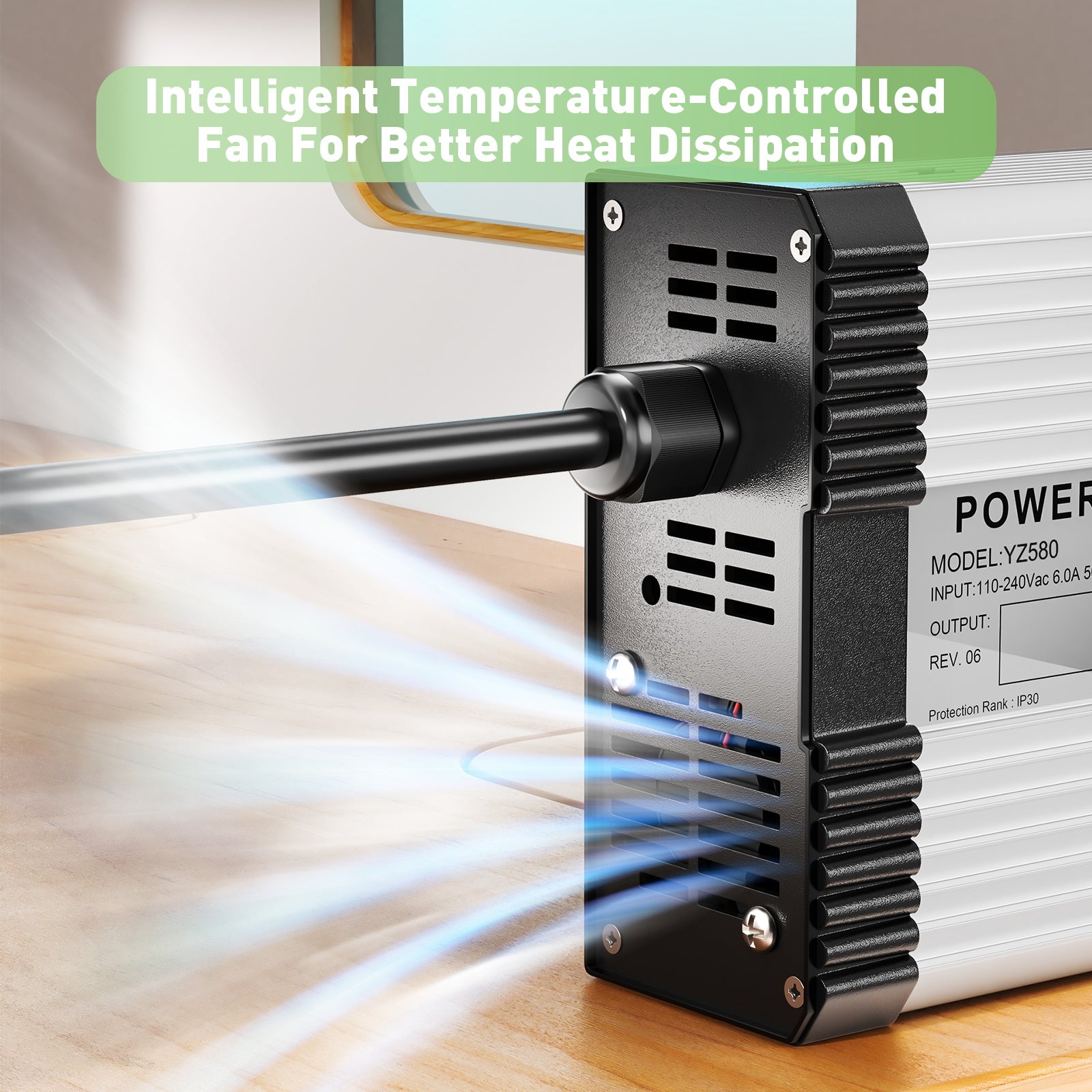 Caricabatterie per batteria al piombo 82.8V-88.2V 4.5A NOEIFEVO per batteria al piombo 72V, con ventola di raffreddamento, spegnimento automatico