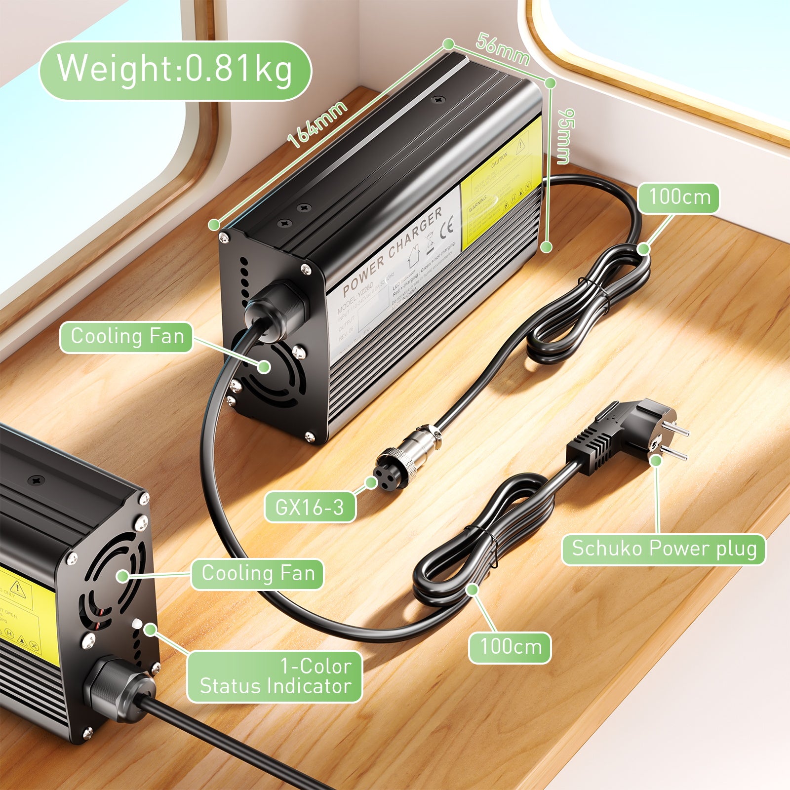 NOEIFEVO Caricabatteria al litio 16,8 V 10 A per batteria 15 V 14,6 V 4S, caricabatterie per moto dispositivo elettrico scooter E-Bike.