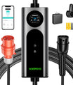 Noeifevo Type 2 Mobile EV Wallbox, 11KW 3-vaihe CEE16A Säädettävä Latausteho EV-laturi, 5m/10m/15m EV-latauskaapeli Model Y/3\:lle, ID.3/4/5, MG4, EX30, e-up, e-tron, Zoe ja muille EV\:lle.
