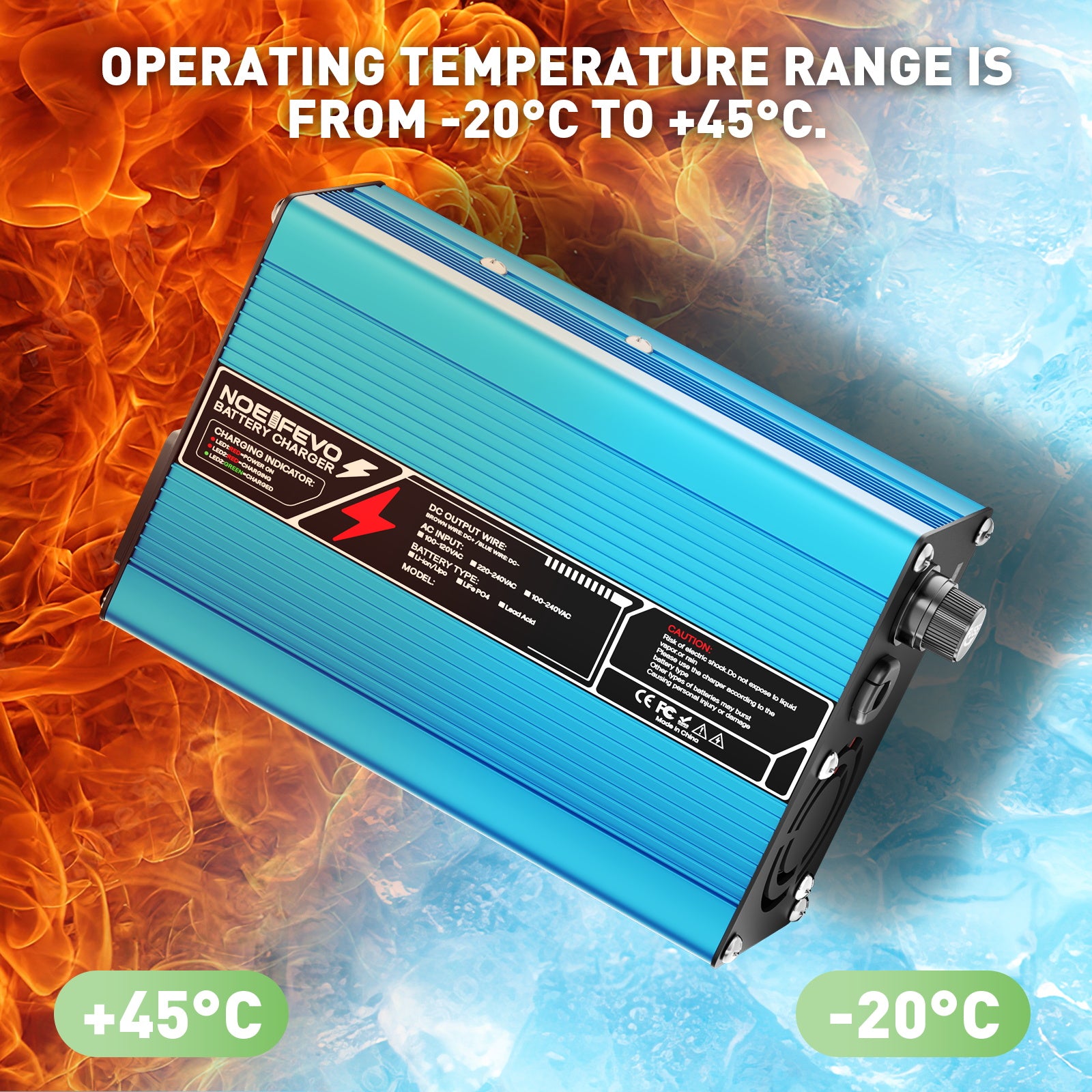 NOEIFEVO 36V 6A piombo al  batterie per Caricabatterie , tensione di carica 41,4V-44,1V, spegnimento automatico, alloggiamento in alluminio, con ventola