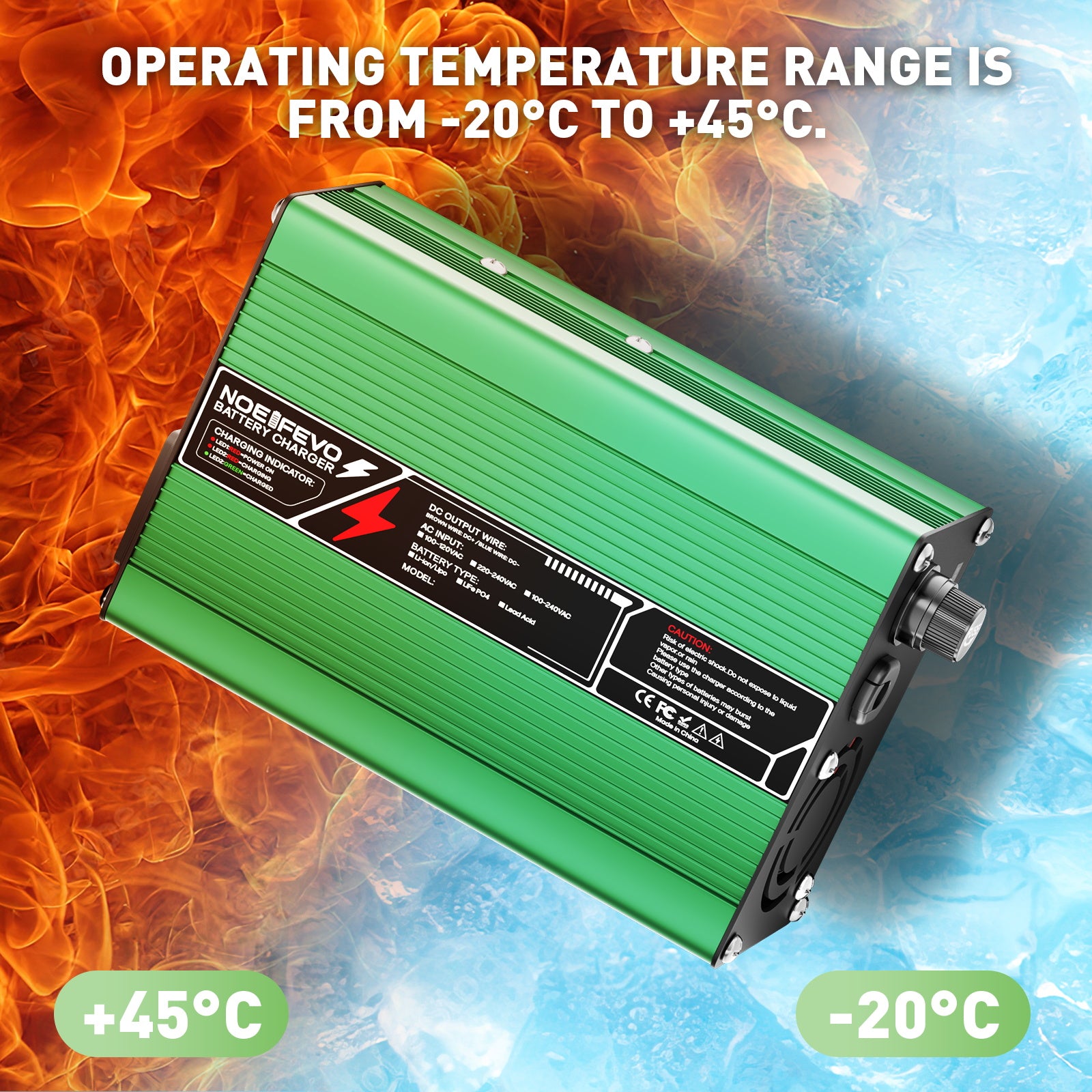 NOEIFEVO 29.4V 2A 3A 4A 5A Litium-laddare för 7S 25.9V Li-Ion Lipo-batterier, kylfläkt, automatisk avstängning (GRÖN)