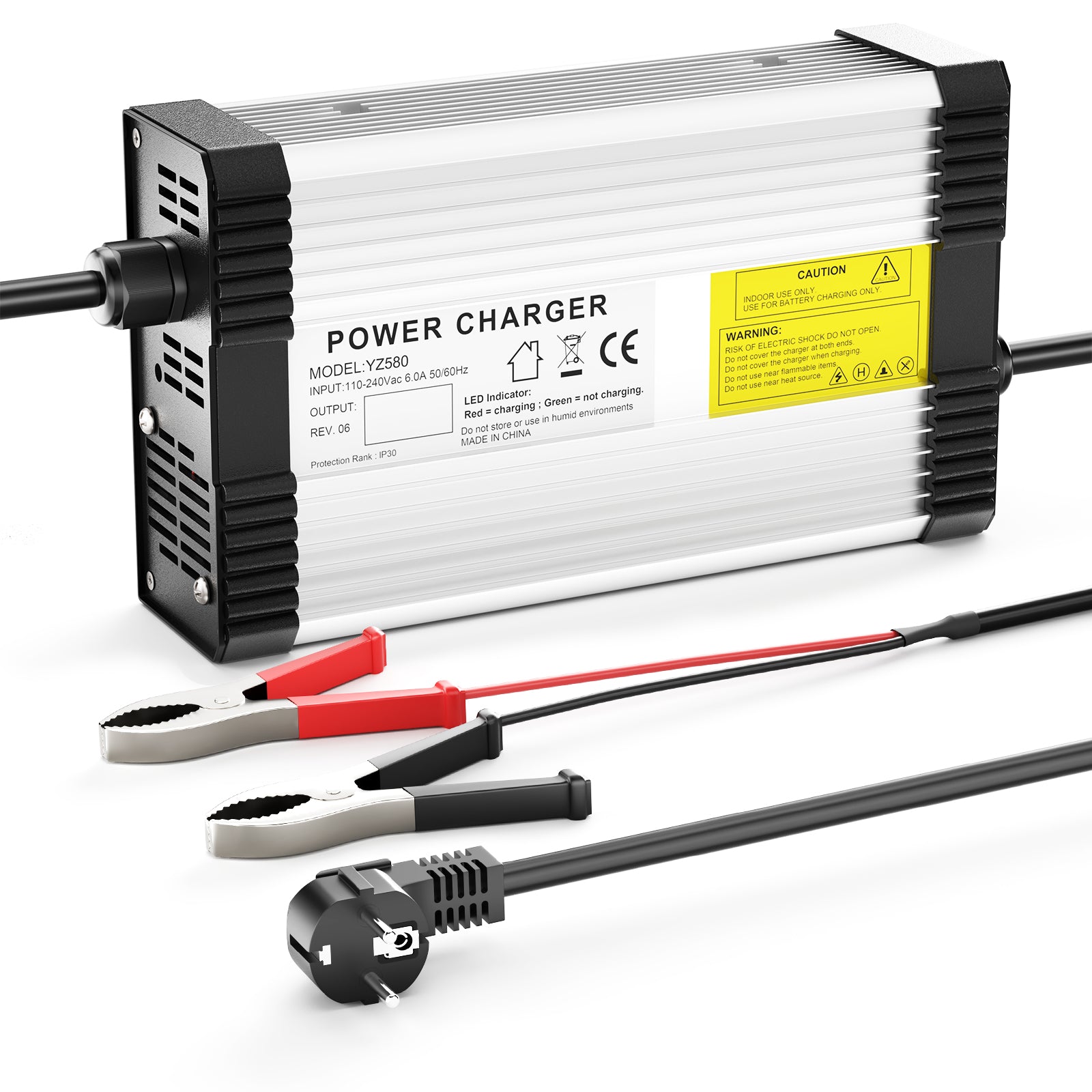 NOEIFEVO 14.6V 20A LiFePO4-batterijlader voor 12V 12.8V 4S LiFePO4-batterij, met koelventilator, automatische uitschakeling.