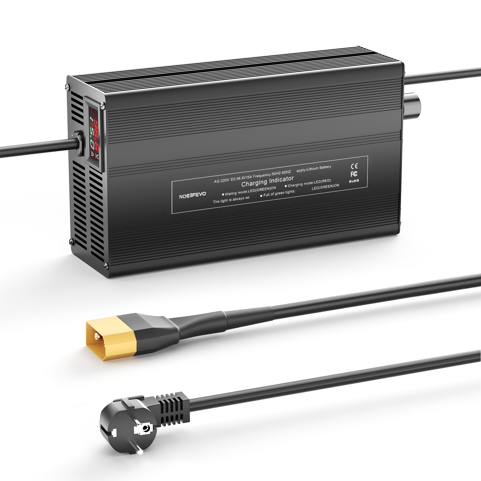 Caricabatterie per batterie al litio NOEIFEVO 96.6V 1A-15A per batteria al litio Li-Ion-LiPo 85.1V (84V) 23S, con display LCD, corrente regolabile