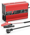 NOEIFEVO 50.4V 2A 2.5A 3A Caricabatterie per batterie al litio 12S 44.4V Li-Ion Lipo, con ventola di raffreddamento e spegnimento automatico (ROSSO)