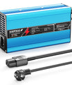 NOEIFEVO 42V 10A 10S Lithium-batterijlader, voor 10S 37V Li-Ion batterij, automatische uitschakeling, aluminium behuizing, met ventilator (blauw)