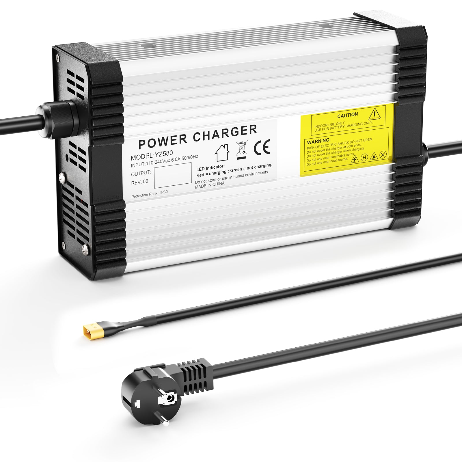 NOEIFEVO Caricabatterie Li-ion 33.6V 12A per batterie 8S 29.6V 30V, con ventola di raffreddamento e spegnimento automatico