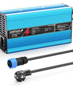 NOEIFEVO 42V 10A 10S Lithium-Batterieladegerät, für 10S 37V Li-Ion Batterie, automatische Abschaltung, Aluminiumgehäuse, mit Lüfter(blau)