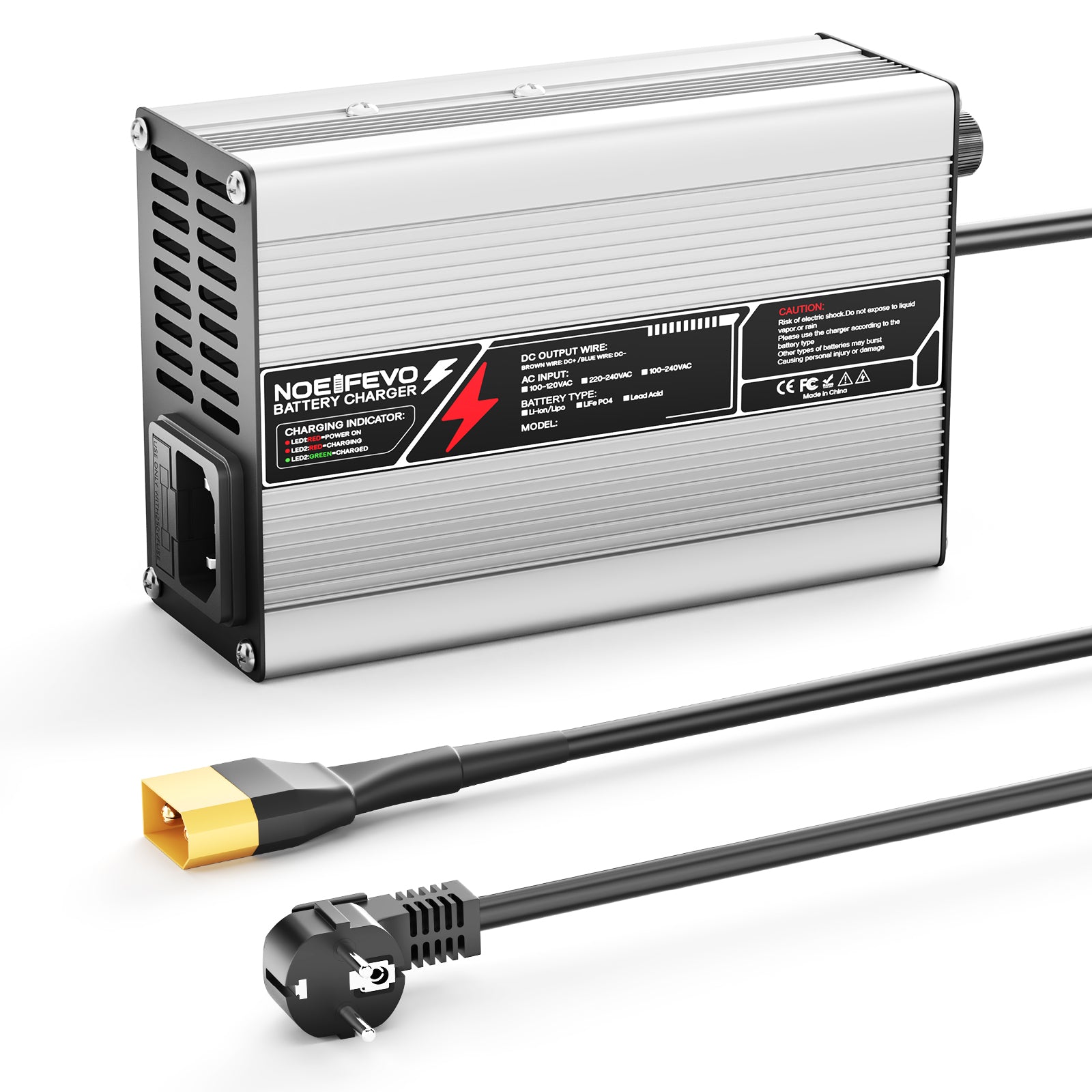 NOEIFEVO 12,6V 10A cargador de litio para baterías 3S 11,1V Li-Ion Lipo, con ventilador de refrigeración y apagado automático.
