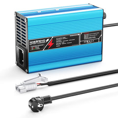 NOEIFEVO 37.8V  2A 3A 3.5A 4A Lithium-lader til 9S 33.3V Li-Ion Lipo-batterier, køleventilator, automatisk slukning (BLÅ)