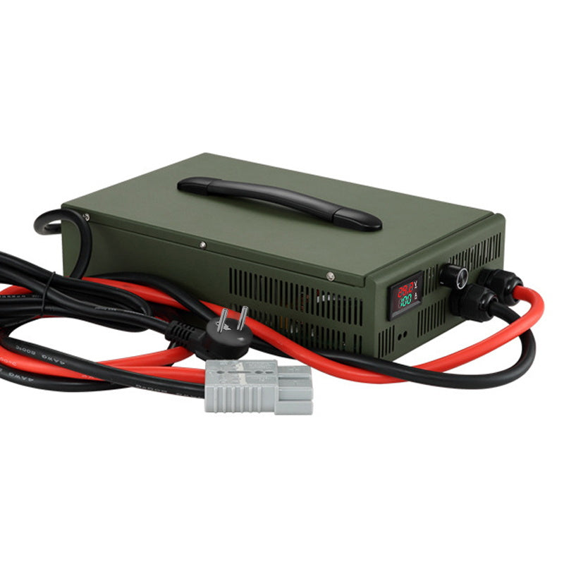 NOEIFEVO 24V 10A-100A Lithium LiFePO4 batterijlader, laadspanning 29,2V, LCD-scherm, stroom instelbaar, ventilator