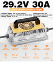 Noeifevo 29,2V 30A LiFePO4 batterioplader til 24V 25,6V lithiumbatteri, vandtæt, 0V BMS aktivering, automatisk nedlukning