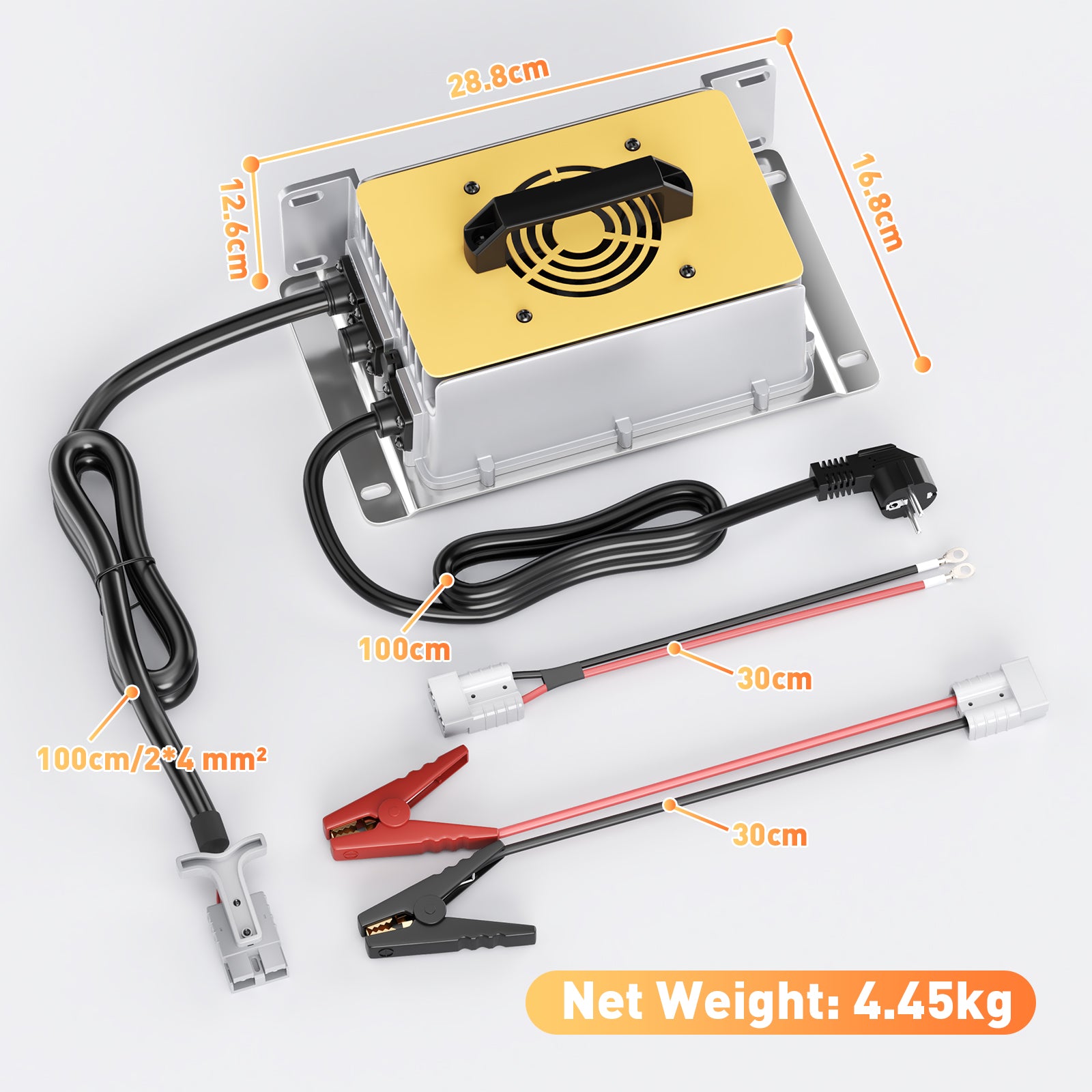 NOEIFEVO 58.4V 30A LiFePO4 nabíječka pro 51.2V(48V) 16S LiFePO4 baterie, vodotěsná, 0V BMS Enabled