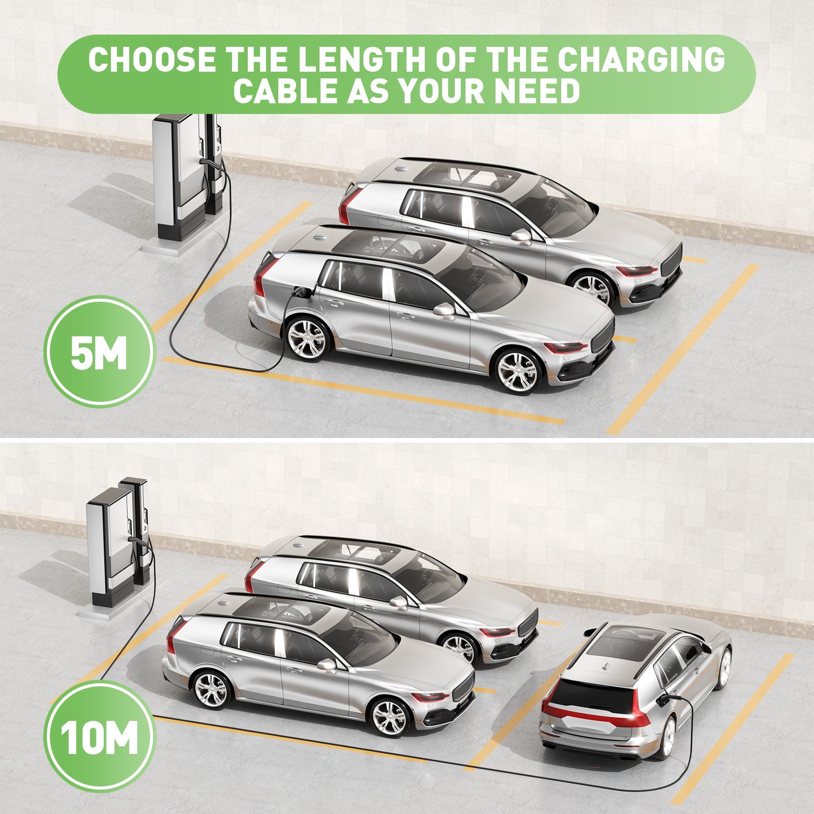 Noeifevo tipo 2 carregamento de Cabo para EV eléctricos carros,22KW 32A/11KW 16A/7KW 32A de rápido carregamento de cabo