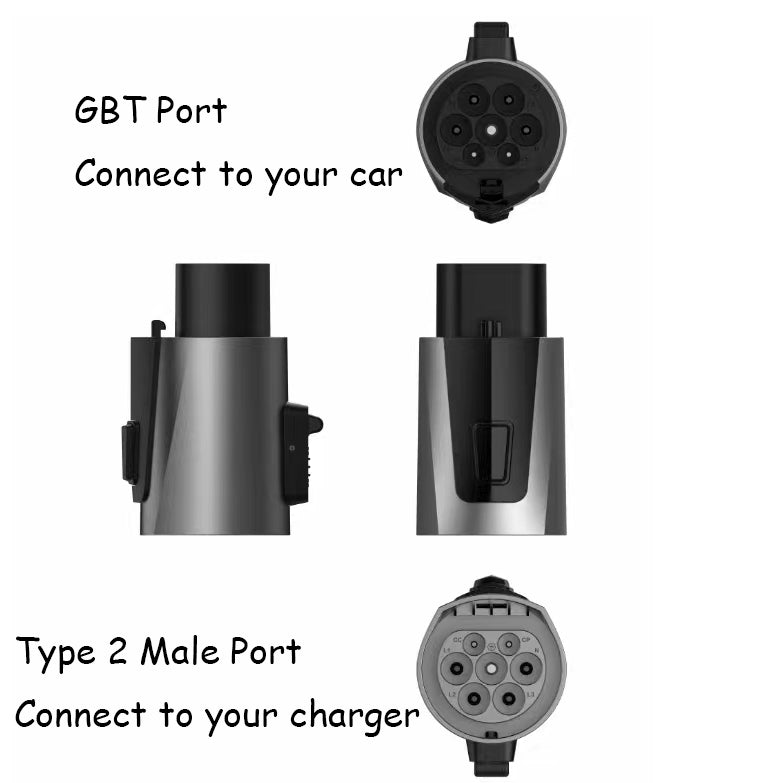 Adaptador Type2 a GB/T EV 22KW 32A para cargador Type2 EV para vehículos eléctricos chinos