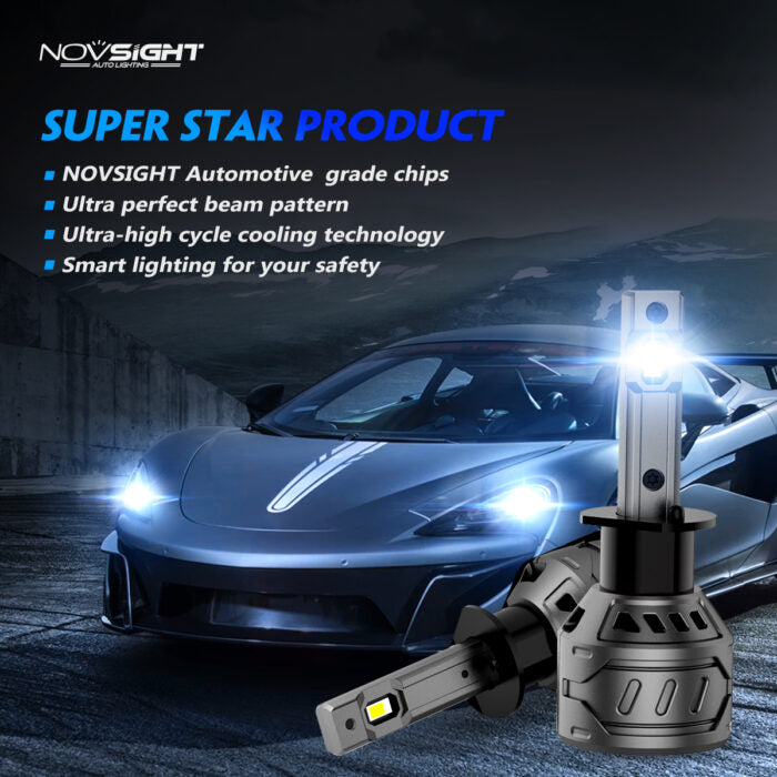 NOVSIGHT H1 Auto LED Scheinwerfer Kit 60W 13000LM 6500K Weiß (2Stück)