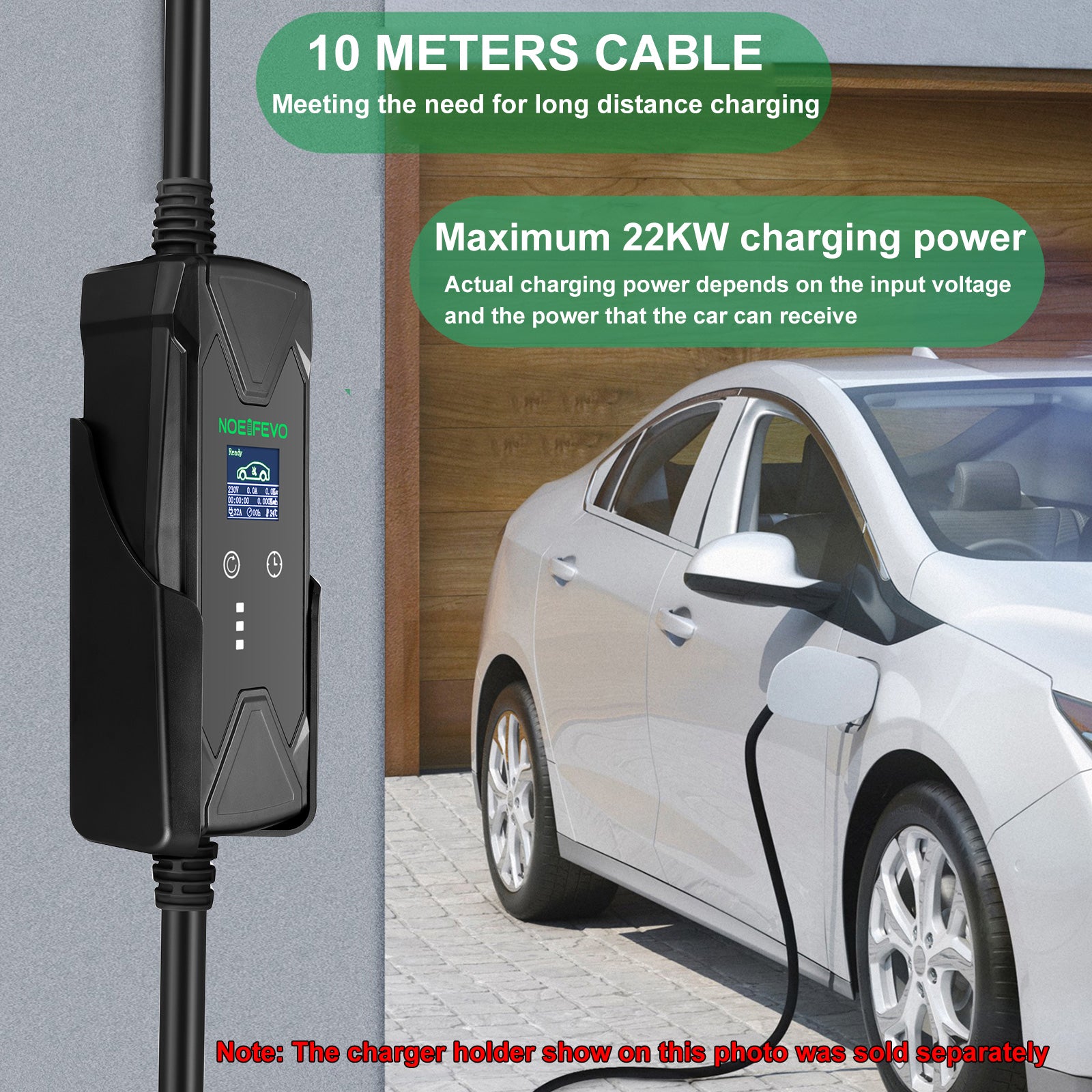 22KW 32A 3 Phase Type 2 EV Wallbox with 10 Meters Cable,  Home Fast Charging Electric Vehicles Charger,  CEE 32A Plug