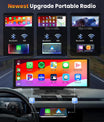 NOEIFEVO 10,26 inch Carplay scherm voor auto's met draadloze Carplay, Android Auto, MirrorLink, 1080P IPS touchscreen, draagbare radio, ondersteunt Bluetooth/spraakbesturing met handsfree/GPS/Siri/FM-uitzending/Aux/TF-kaart.