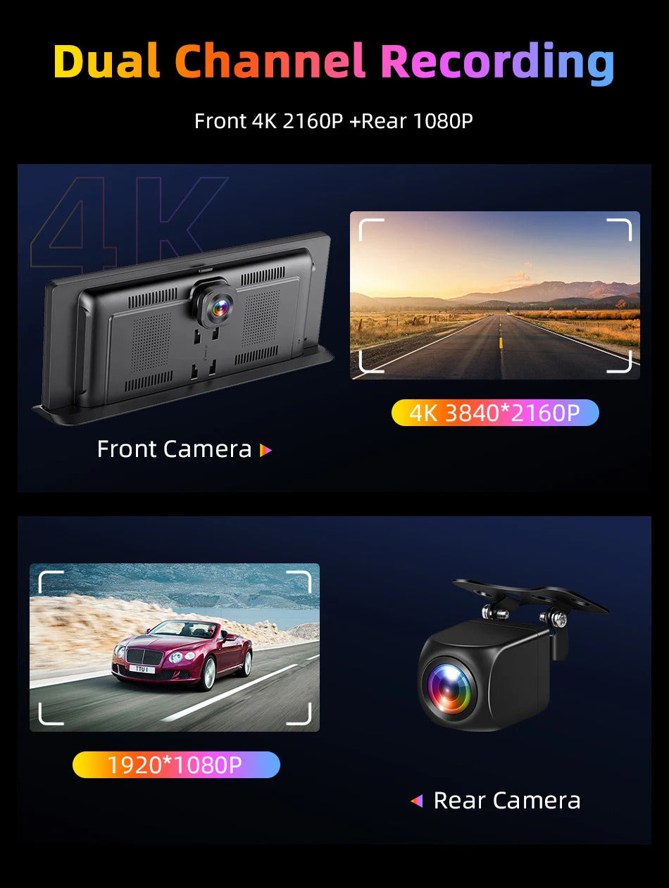 NOEIFEVO 11,3 palcový aktualizovaný bezdrátový Carplay displej pro automobily s 4K dashcam a 1080p zpětnou kamerou, podpora Apple Carplay & Android Auto autorádia, GPS navigace/zrcadlové spojení/hlasové ovládání/FM/Bluetooth