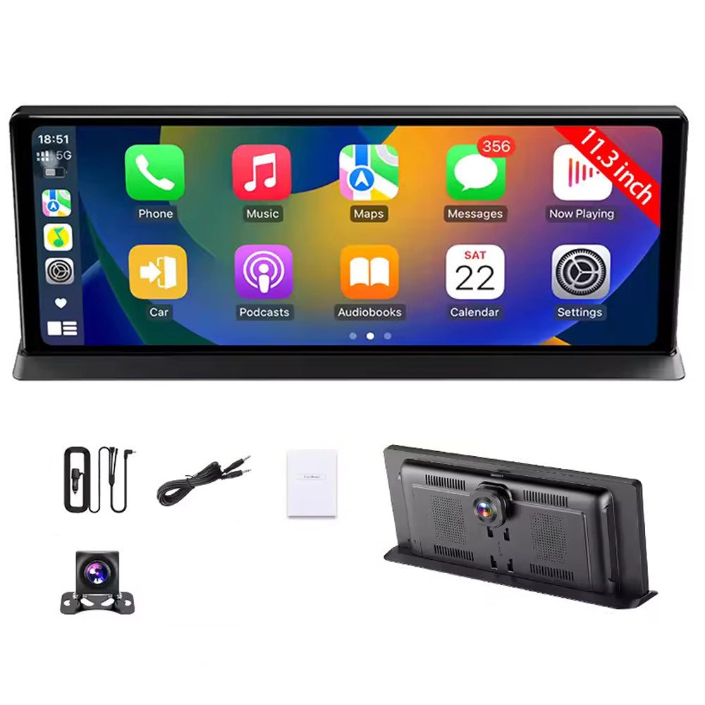 NOEIFEVO 11,3 palcový aktualizovaný bezdrátový Carplay displej pro automobily s 4K dashcam a 1080p zpětnou kamerou, podpora Apple Carplay & Android Auto autorádia, GPS navigace/zrcadlové spojení/hlasové ovládání/FM/Bluetooth