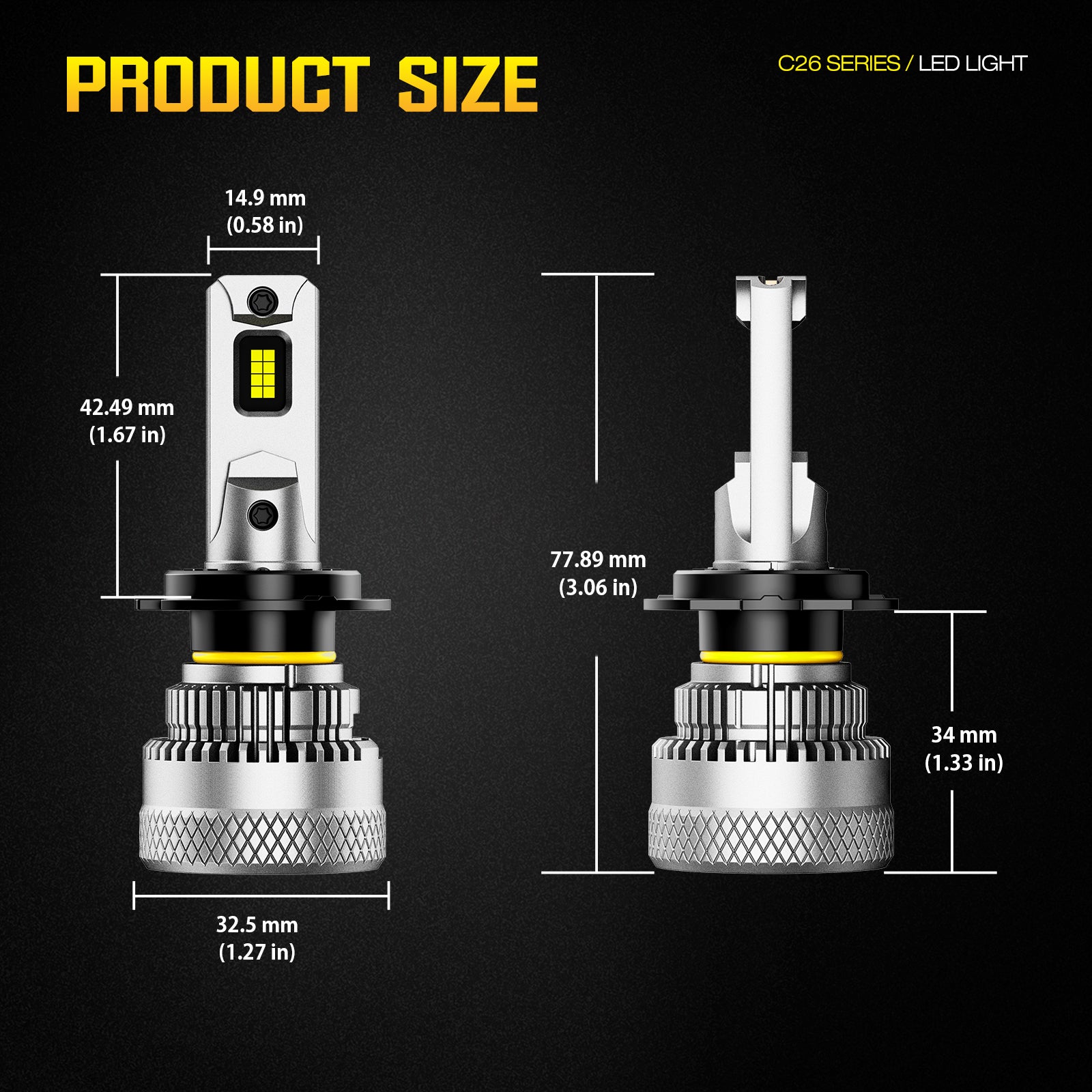 NOEIFEVO H7 Lampa samochodowa, 40.000 Lumen, 200W, 6500K Biała, Wodoodporna IP68, 100.000 godzin żywotności, Światło mijania i drogowe.