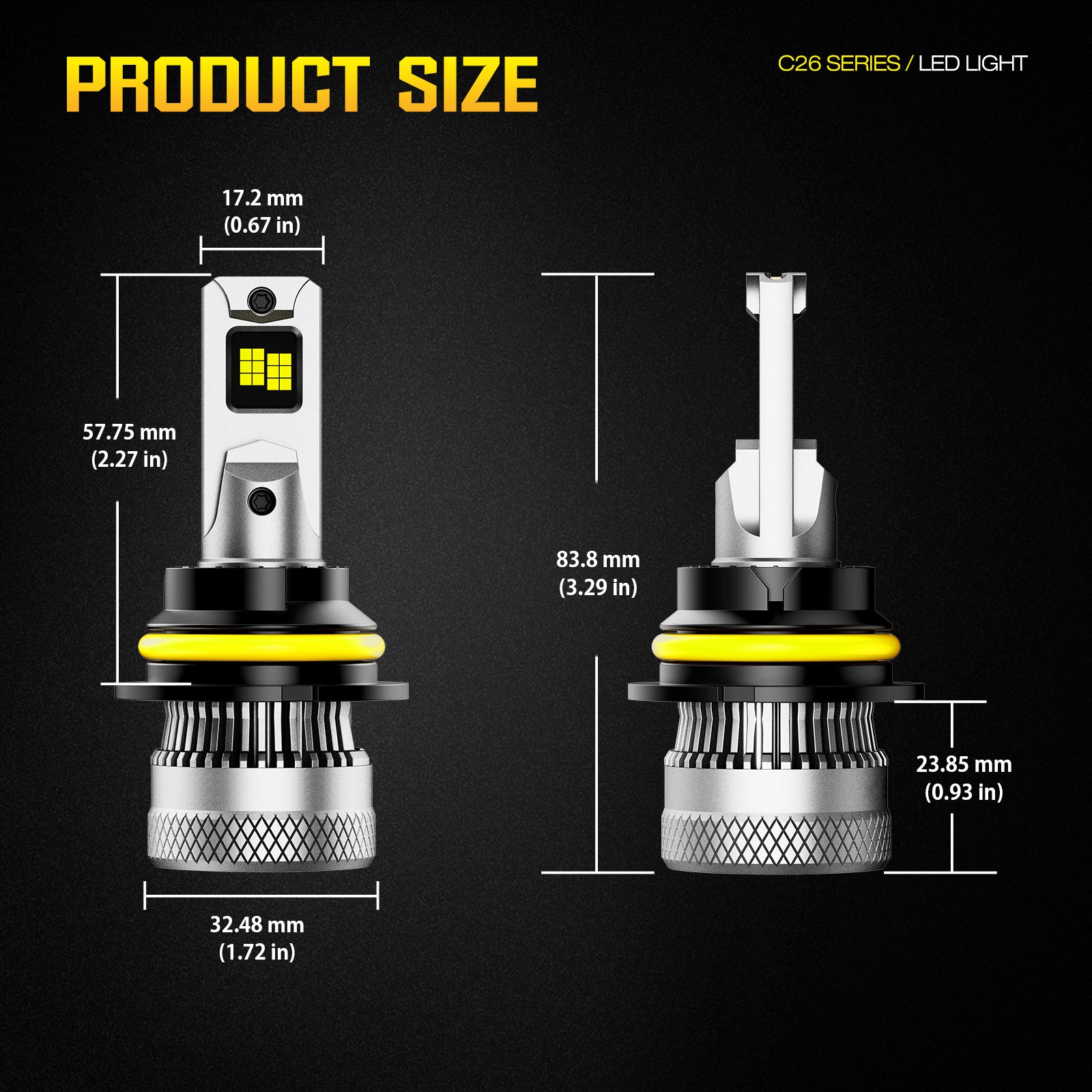 NOEIFEVO 9004 Auto Scheinwerferlampe, 40.000 Lumen, 200W, 6500K Hvid, IP68 Vandtæt, 100.000 Timer Levetid, Nærlys og Fjernlys