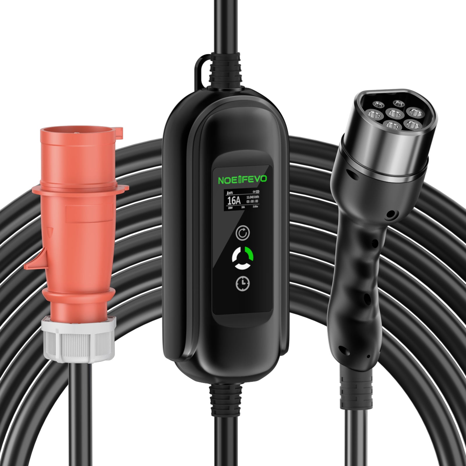 Noeifevo Type 2 Mobil EV Wallbox, 11KW 3-fas CEE16A Justerbar Laddningskraft EV-laddare, 5m/10m/15m EV-laddkabel för Model Y/3, ID.3/4/5, MG4, EX30, e-up, e-tron, Zoe och andra elbilar.
