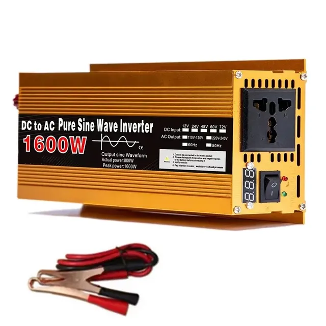 Invertor 12V až 220V Pure Sine Wave 1600W 2200W 3000W Power Inverter EU nabíjecí zásuvka s LED displejem