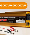 Power Inverter 24V till 220V Pure Sine Wave 800W/3000W DC till AC Bärbar spänningsomvandlare Bil Solar Power Inverter