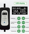 10Metrów Przenośny typ 2 3.7KW 16A EV  Ładowarka, Domowy kabel do ładowania pojazdów elektrycznych ze złączem Schuko