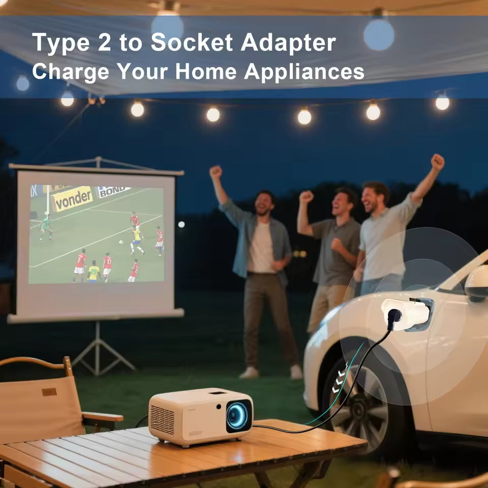NOEIFEVO Type 2 V2L-ontlaadadapter, elektrische voertuig 16 A ontlaadschuko stopcontact voor buiten, compatibel met Jaecoo 7 PHEV/Geely EX5/Renault/Nammi