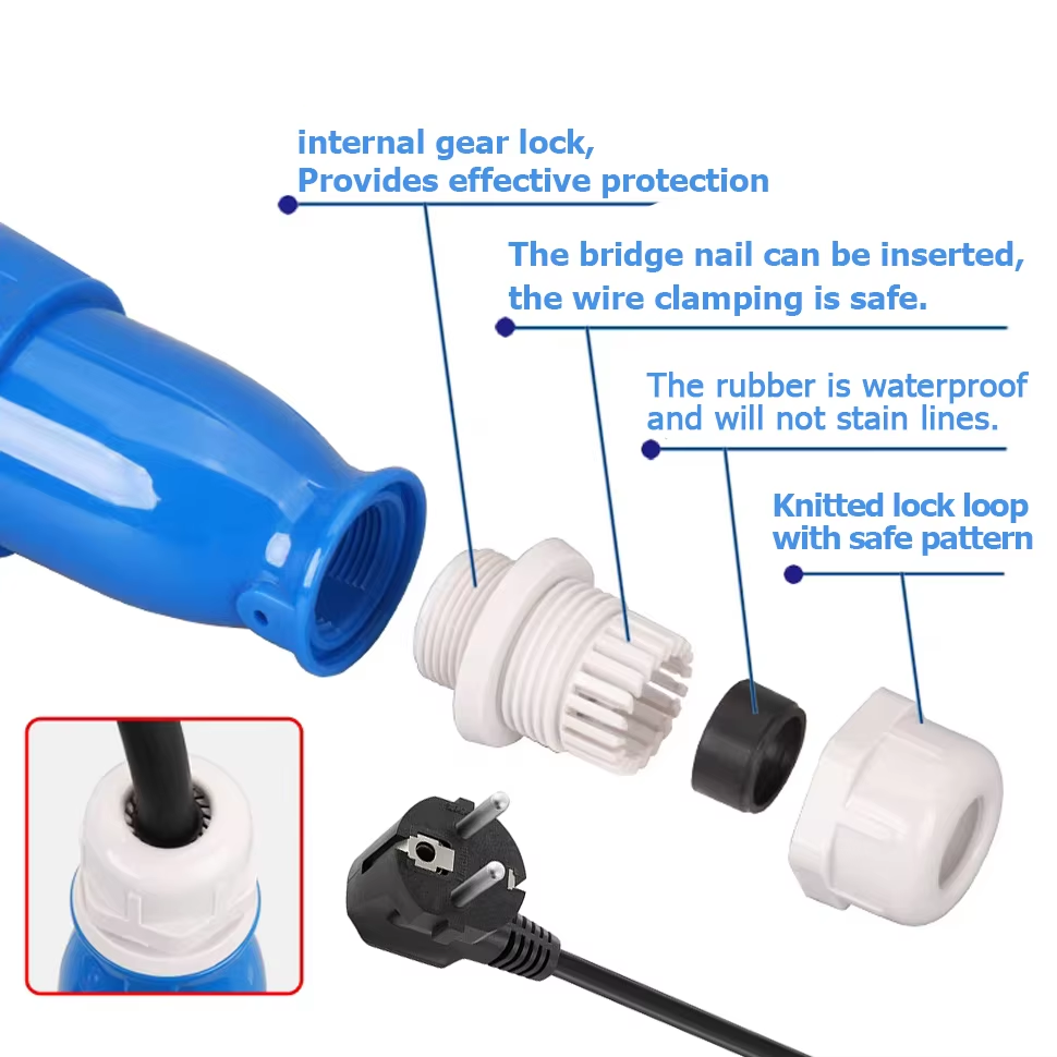 EV-laadadapter, CEE 32A blauwe stopcontact naar Schuko huishoudstekkeradapter, voor 7kW 32A EV-laadstations