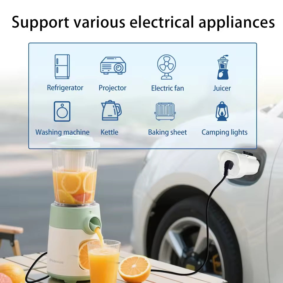 NOEIFEVO Type 2 V2L-ontlaadadapter, elektrische voertuig 16 A ontlaadschuko stopcontact voor buiten, compatibel met Jaecoo 7 PHEV/Geely EX5/Renault/Nammi