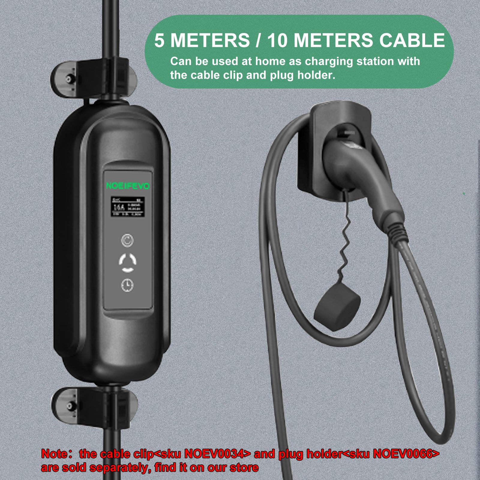 Noeifevo Tragbares Typ1 3.6KW 16A EV-Ladegerät, 5m/10m mobiles EV-Ladekabel mit Schuko