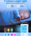 Condizionatore mobile 4 in 1, mini raffreddatore d'aria a risparmio energetico con grande serbatoio d'acqua (1200 ml), raffreddamento ad evaporazione a 3 livelli, LED a 7 colori, timer e bassa rumorosità per ufficio a casa e camera da letto