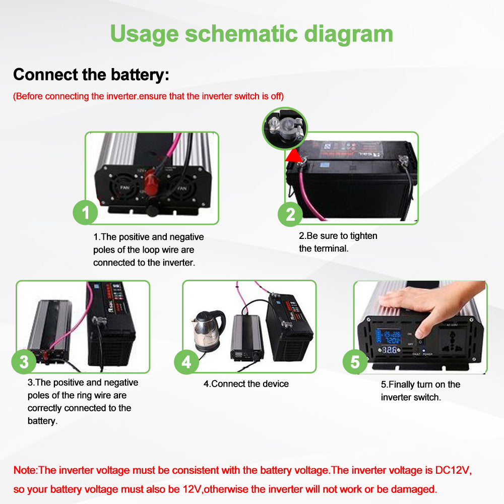 Ren sinusomvandlare DC 12V till AC110V 220V 3000W 4000W 5000W 6000W 8000W Spänningsomvandlare Kraftomvandlare Solenergiomvandlare